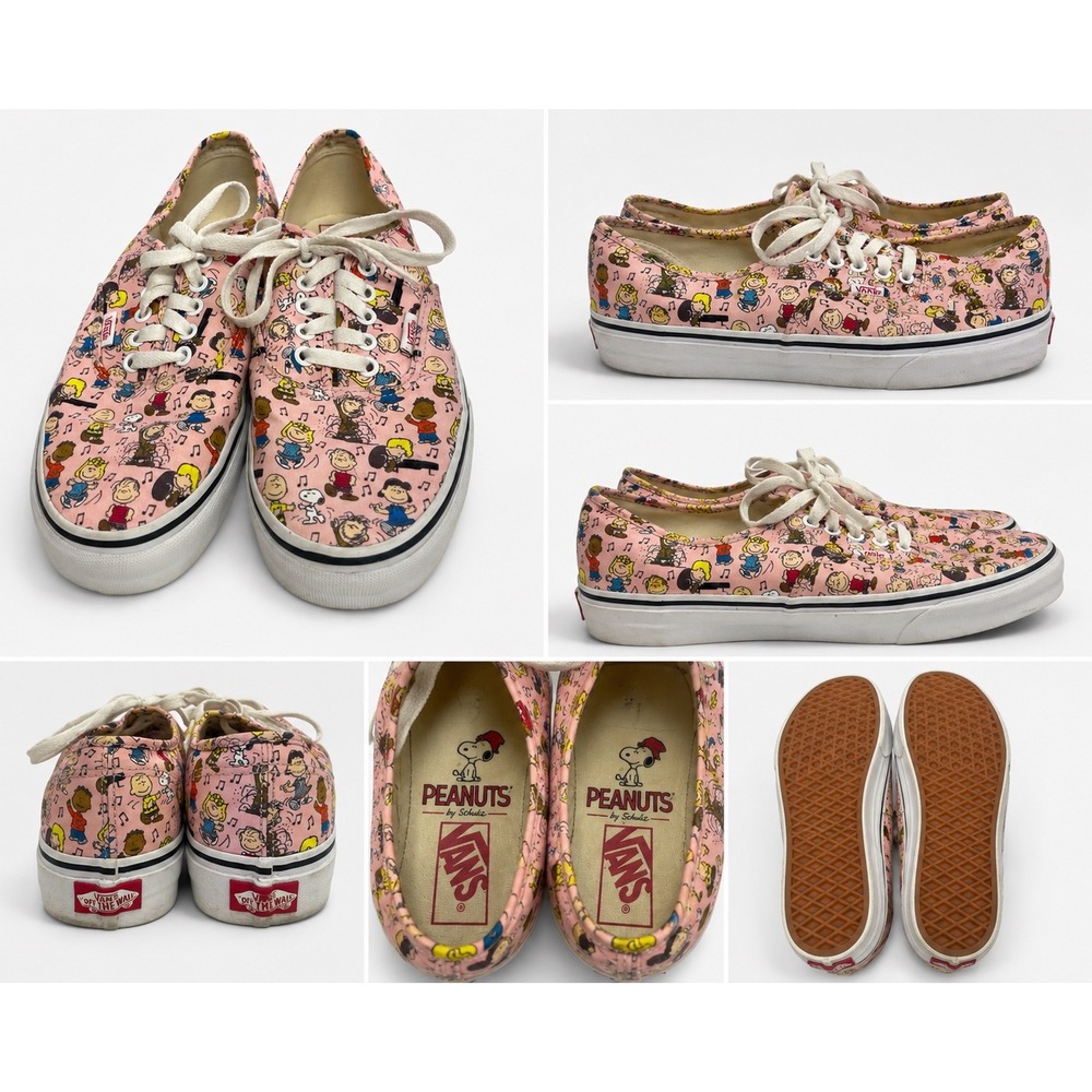 Vans Peanuts Authentic Pink Charlie Brown Snoopy Sneakers Womens 10 Mens 8.5